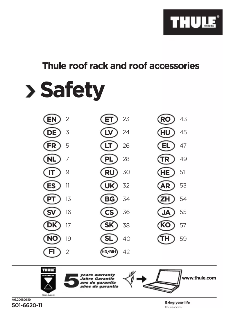 Page 1 de la notice Manuel utilisateur Thule Roller 335