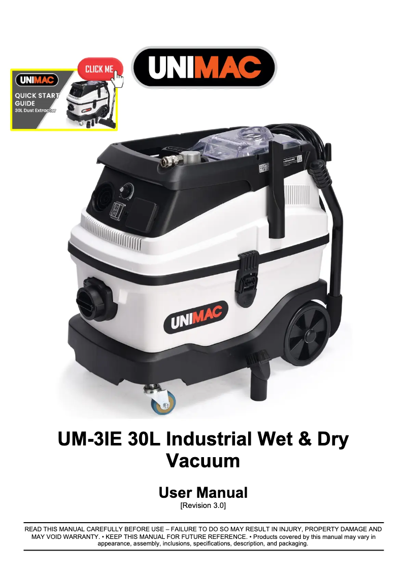 Image de la première page du manuel de l'appareil UM-3IE