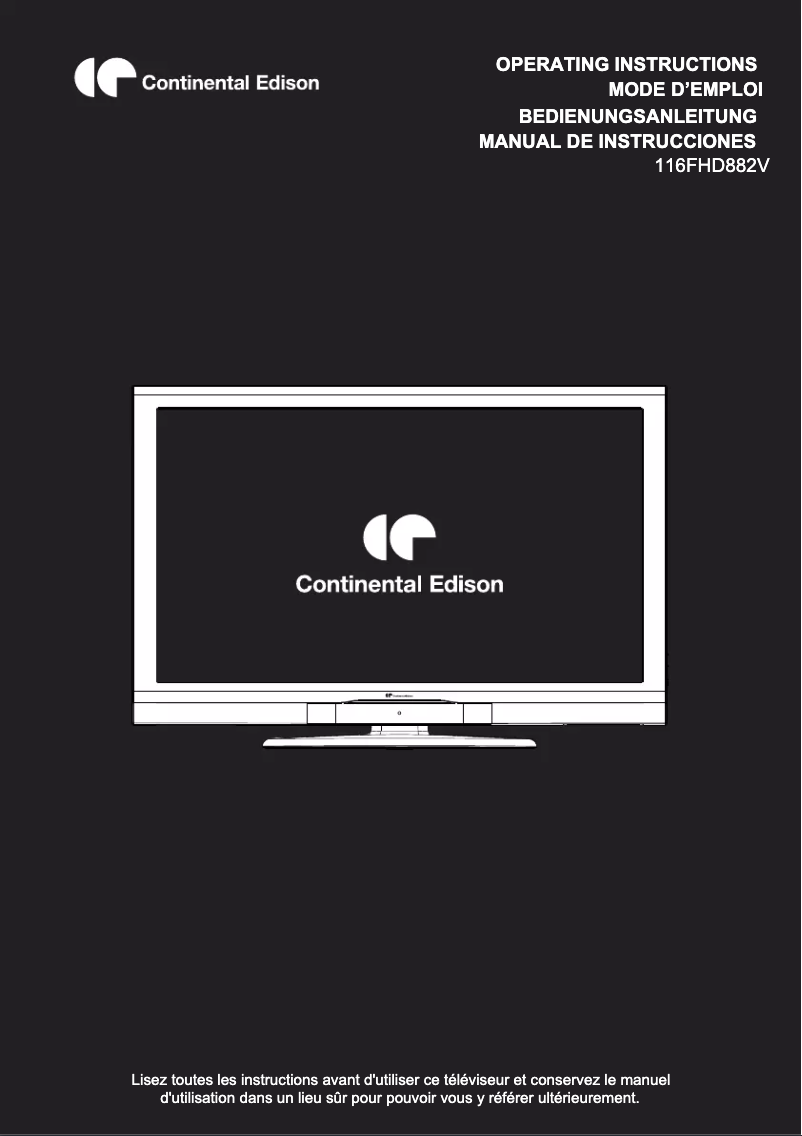Image de la première page du manuel de l'appareil 116FHD882V
