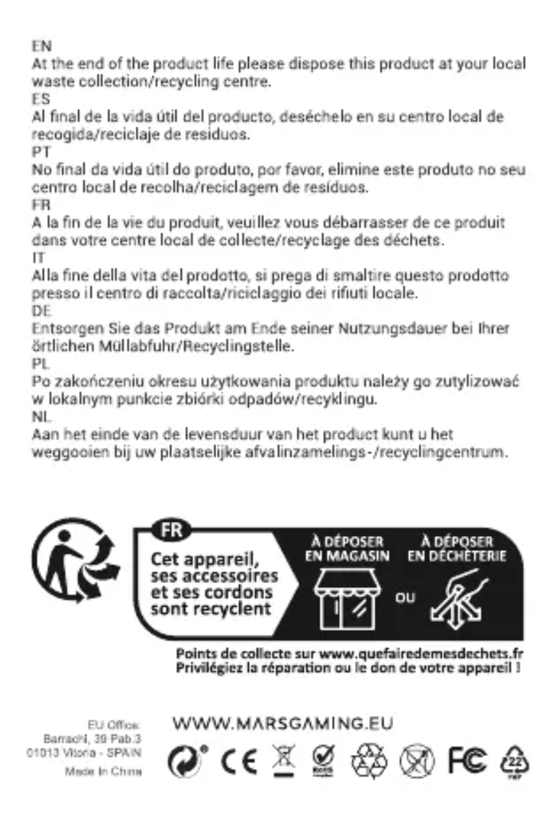 Page n°1 - Manuel utilisateur Mars Gaming MA-RST