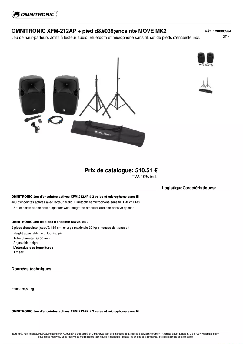 Page n°1 - Fiche technique Omnitronic XFM-212AP