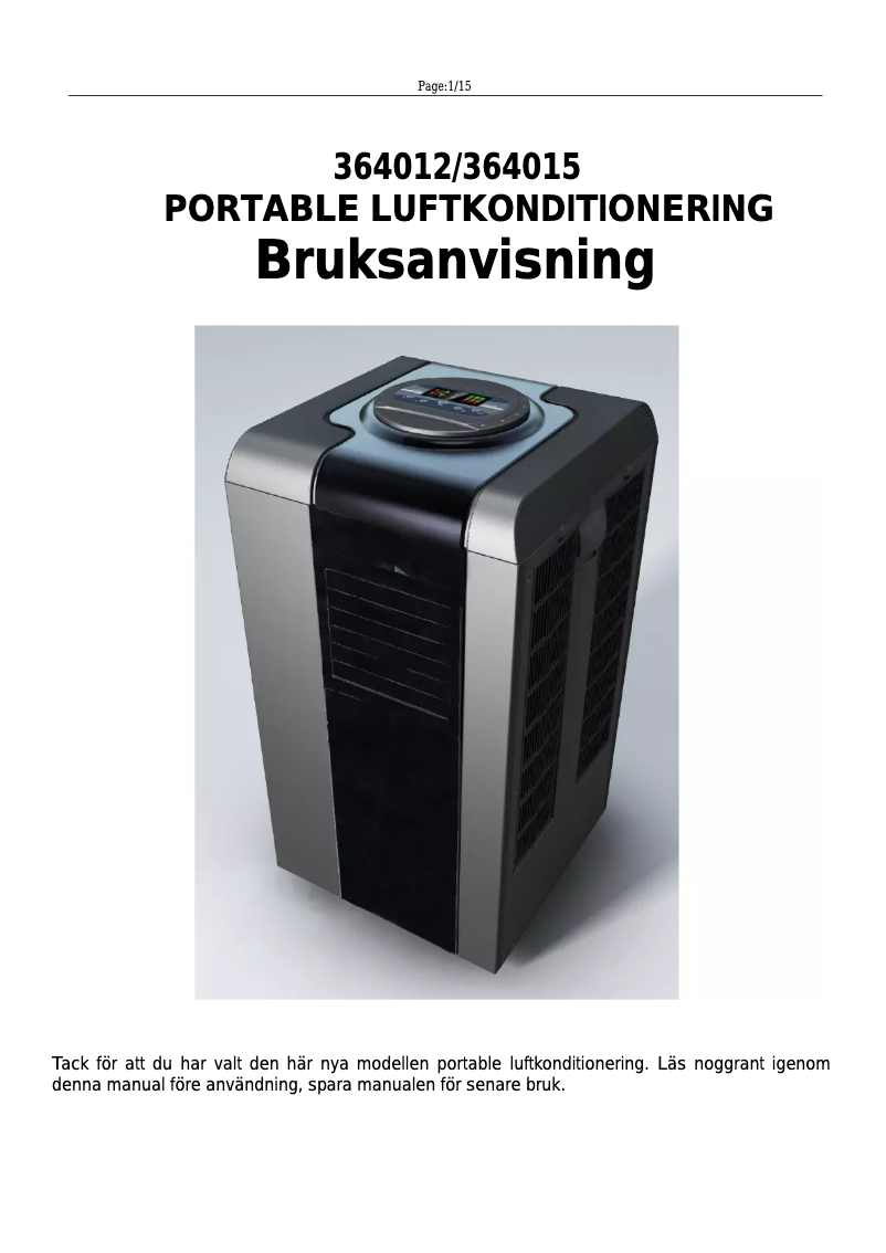 Image de la première page du manuel de l'appareil 364015