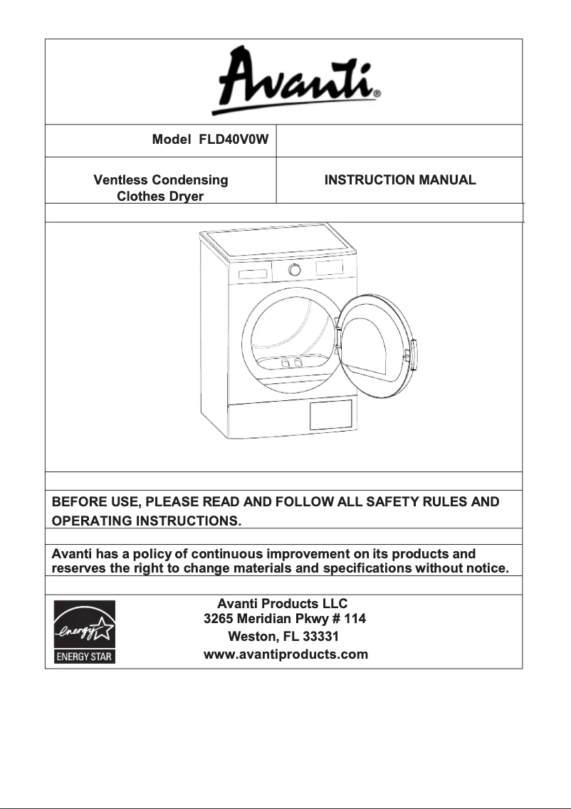 Image de la première page du manuel de l'appareil FLD40V0W