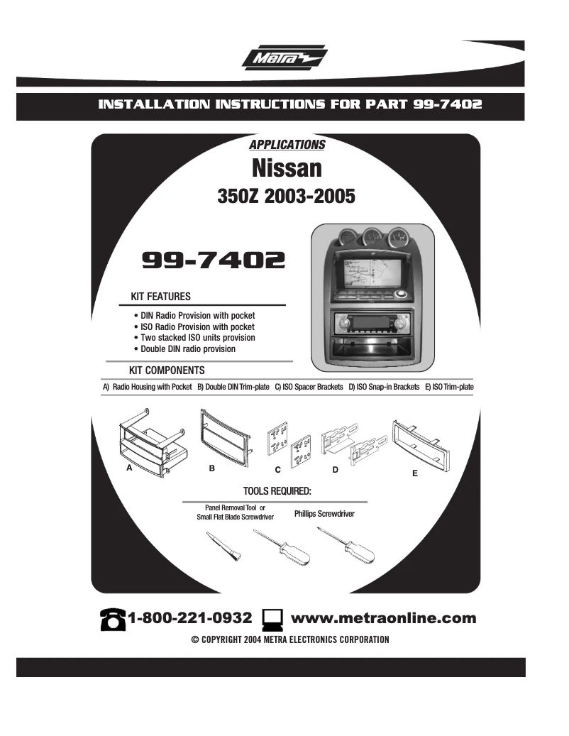 Page n°1 - Mode d'emploi Metra 99-7402