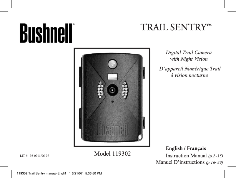 Page 1 de la notice Manuel utilisateur Bushnell Trail Sentry 119302