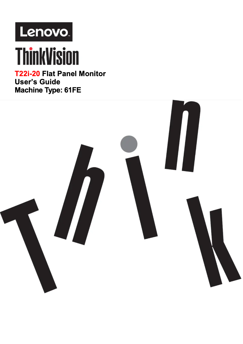 Page n°1 - Manuel utilisateur Lenovo ThinkVision T22i-20