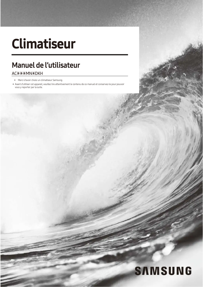 Page 1 de la notice Manuel utilisateur Samsung AC026MN1DKH/EU
