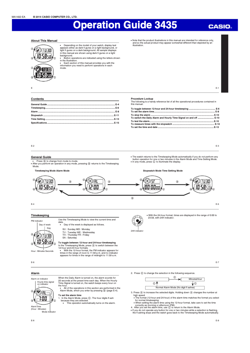 Page 1 de la notice Manuel utilisateur Casio Collection W-216H-1AVEF