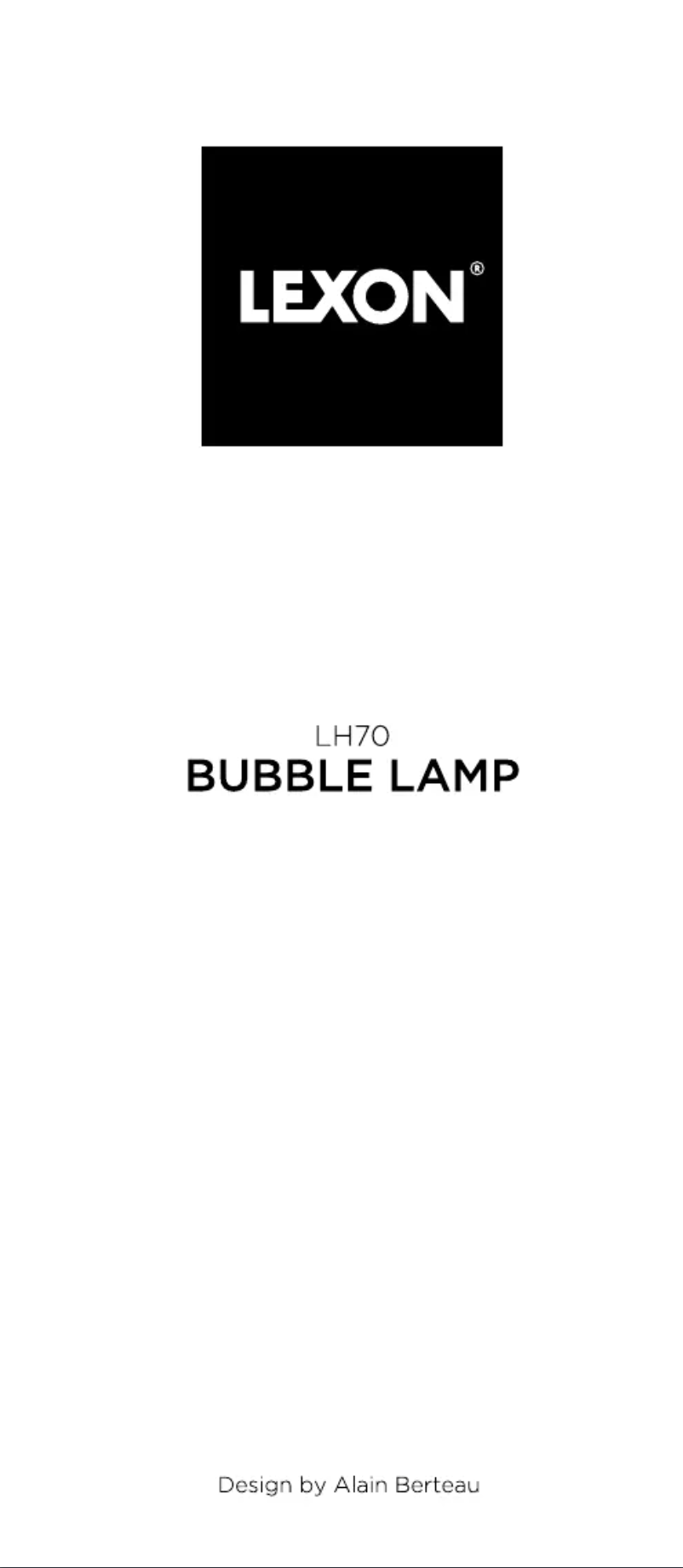 Page n°1 - Manuel utilisateur Lexon Bubble Lamp