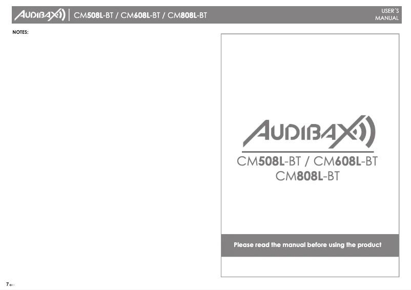 Page n°1 - Manuel utilisateur Audibax CM808L-BT
