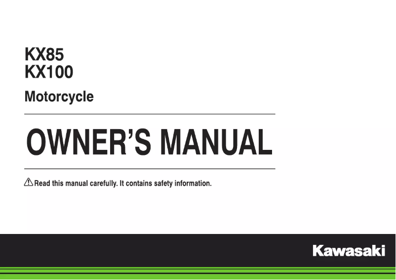 Page 1 de la notice Manuel utilisateur Kawasaki KX85 (2018)