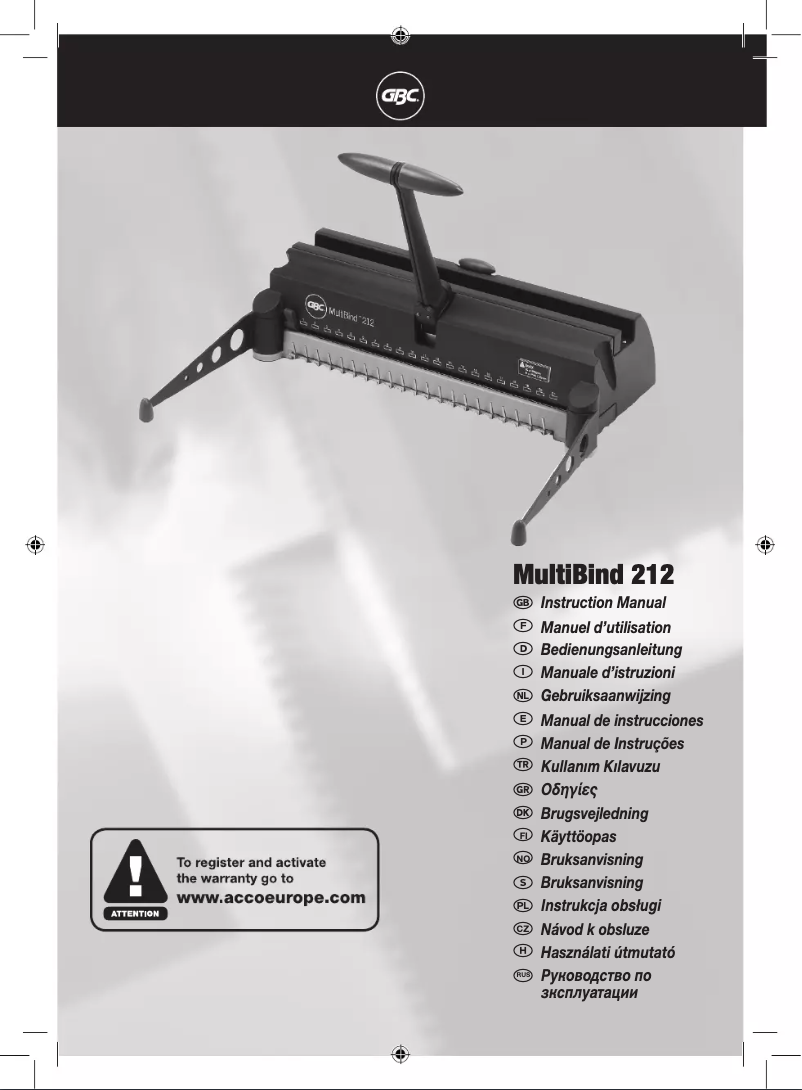Image de la première page du manuel de l'appareil MultiBind 212