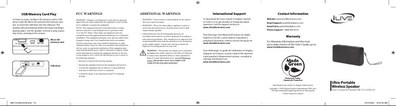 Image de la première page du manuel de l'appareil ISB110