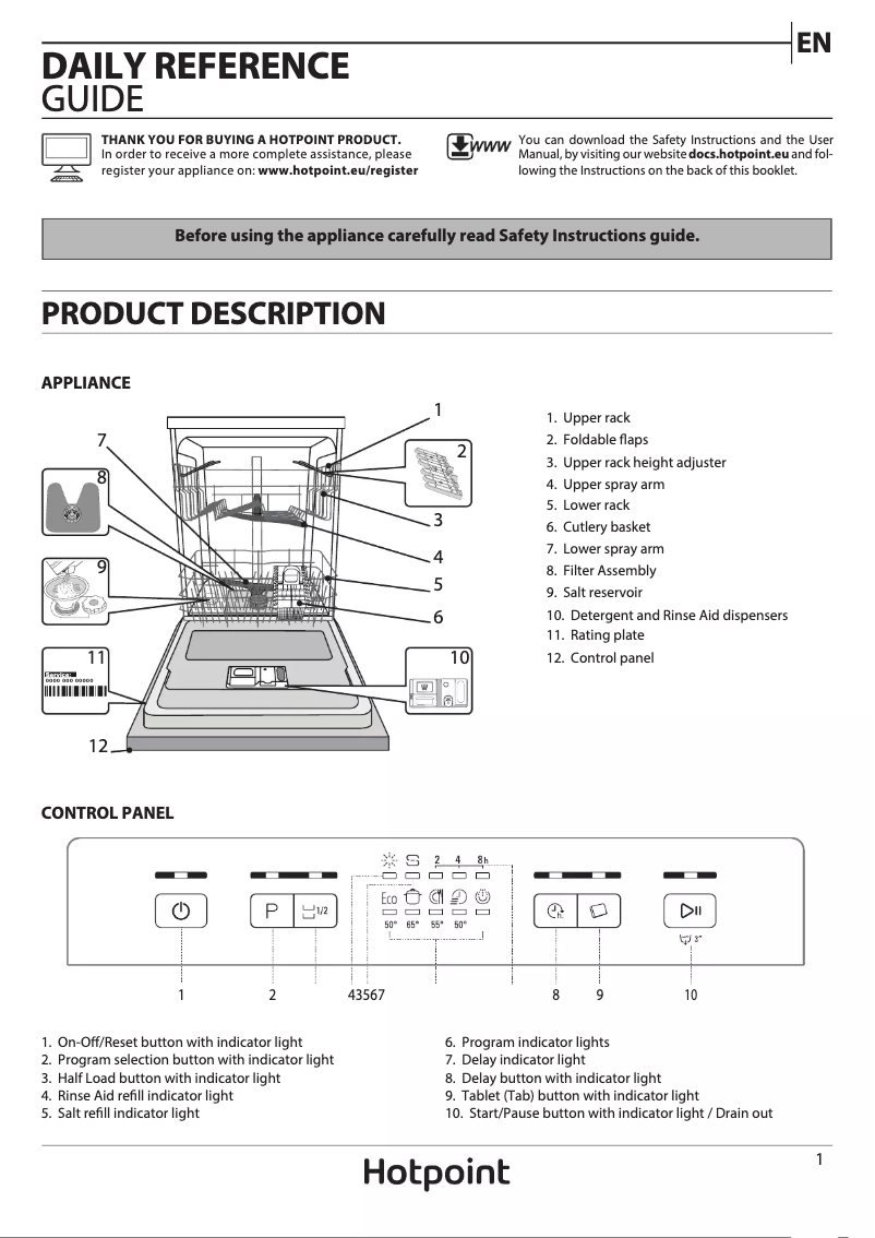 Page 1 de la notice Manuel utilisateur Hotpoint HFC 2B19 UK N