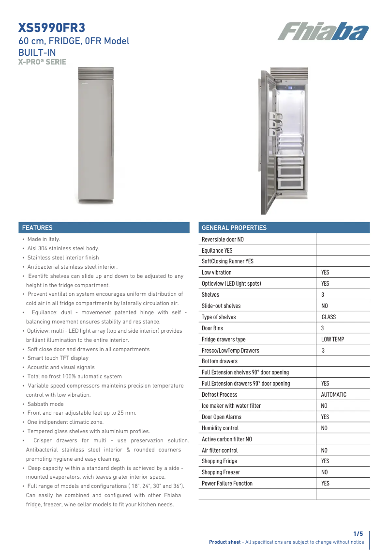Page n°1 - Fiche technique Fhiaba XS5990FR3A