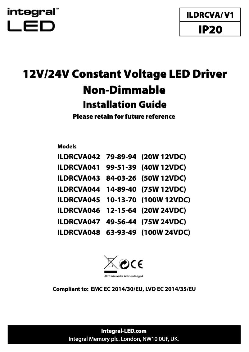 Page n°1 - Manuel utilisateur Integral LED ILDRCVA046