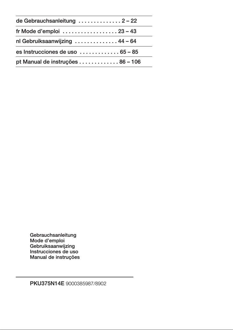First page image of the manual for Domino PKU375N14E