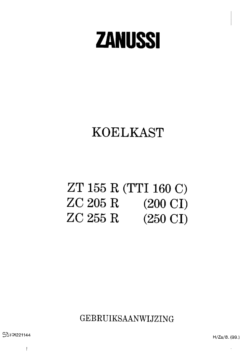 Page 1 de la notice Manuel utilisateur Zanussi ZT 155 BO