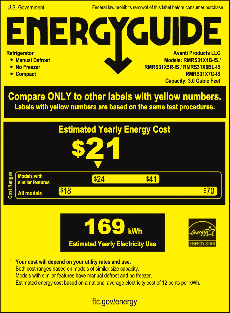 Page n°1 - Label énergétique Avanti RMRS31X1B-IS