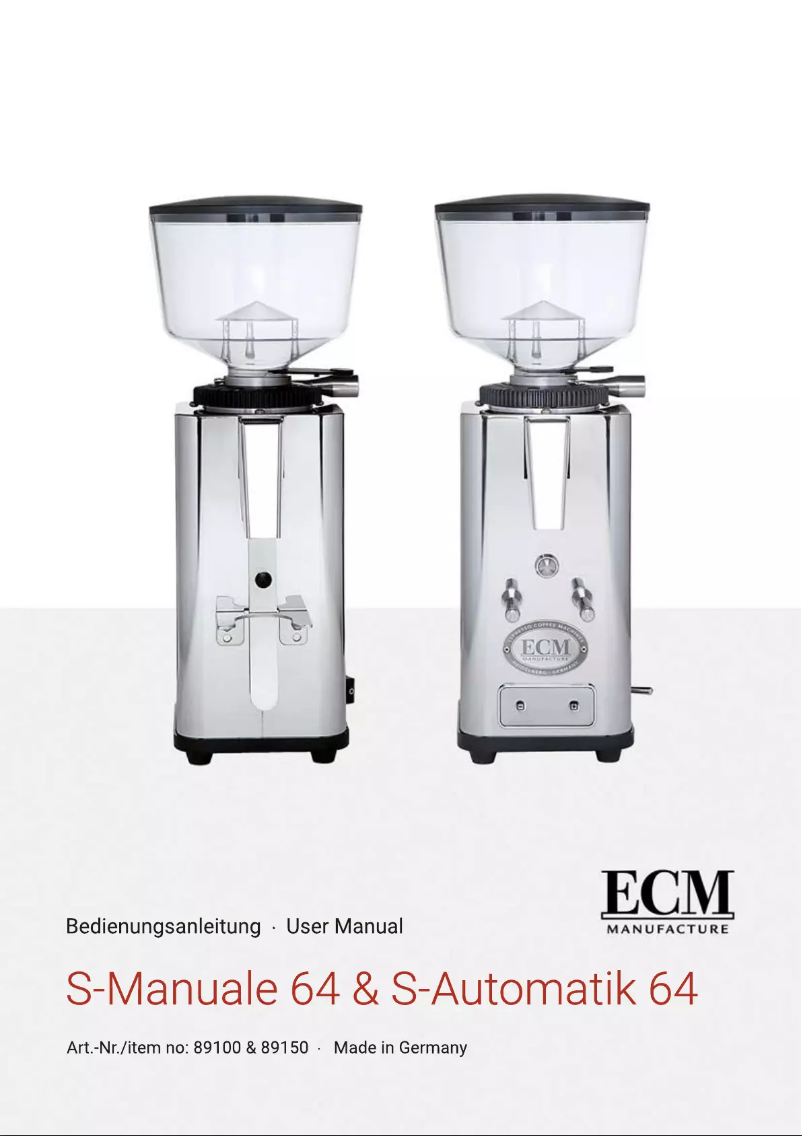Page 1 de la notice Manuel utilisateur ECM S-Manuale 64
