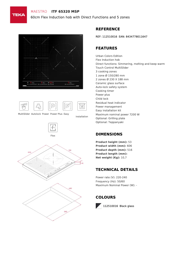 Página 1 del manual Ficha técnica Teka ITF 65320 MSP