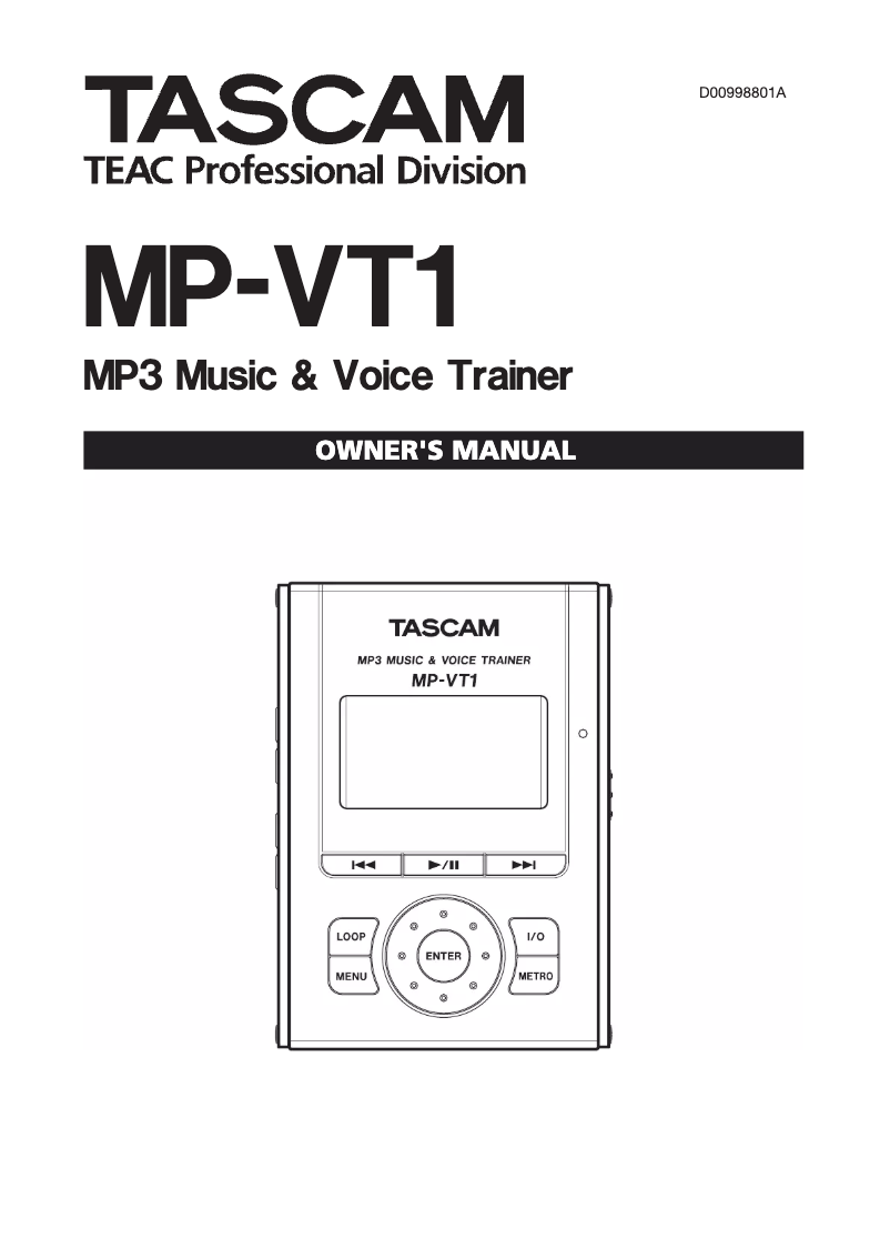 Image de la première page du manuel de l'appareil MP-VT1