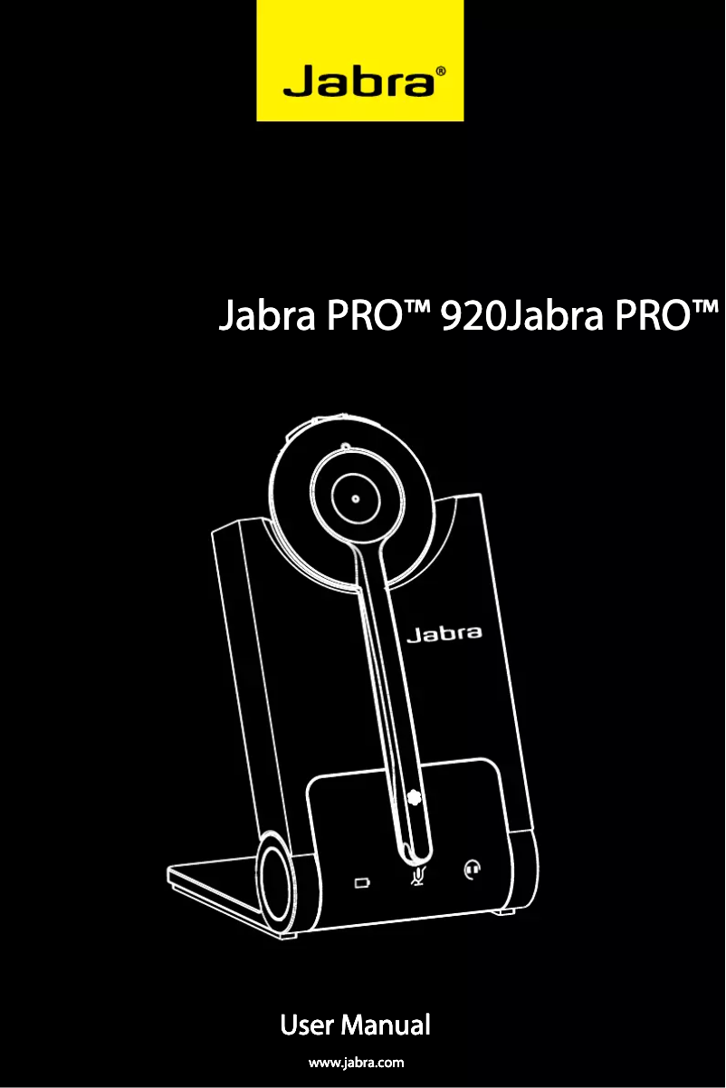 Page 1 de la notice Manuel utilisateur Jabra PRO 920 EMEA