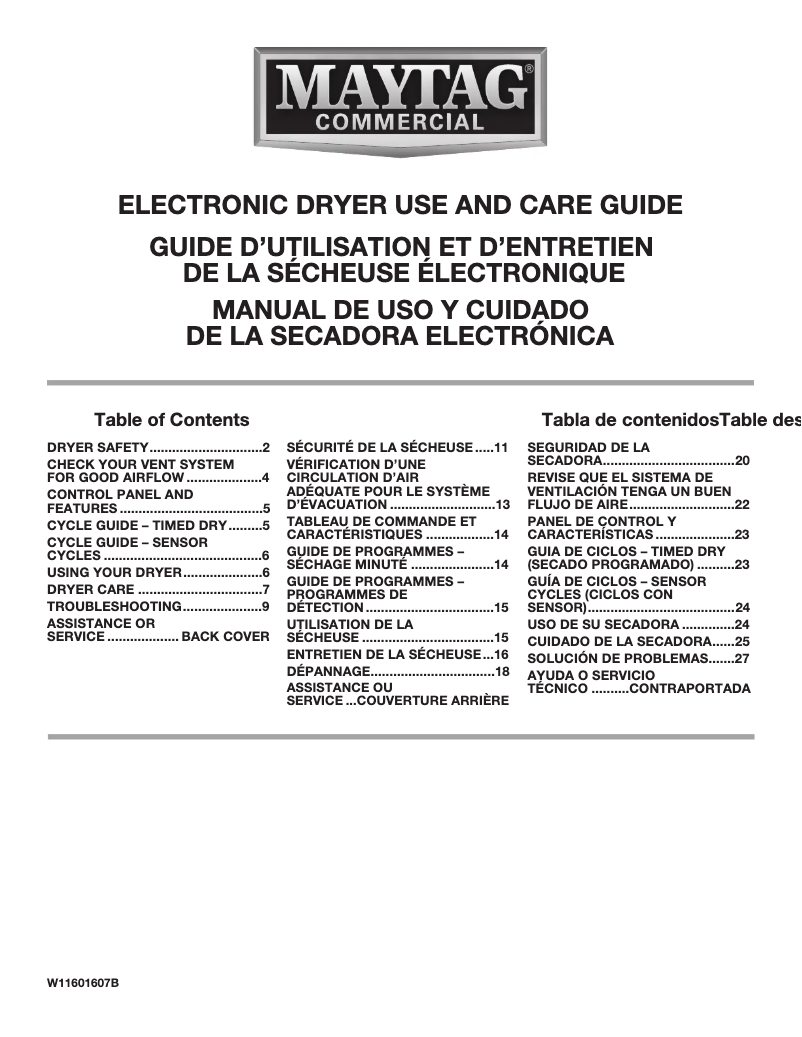 Page 1 de la notice Manuel utilisateur Maytag MEDP585GW