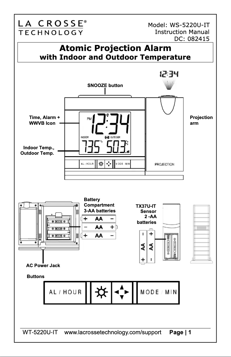 Page n°1 - Manuel utilisateur La Crosse Technology WT-5220U-IT