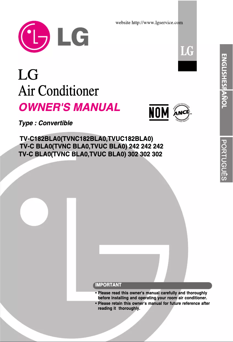 Page 1 de la notice Manuel utilisateur LG TVNC242BLA0