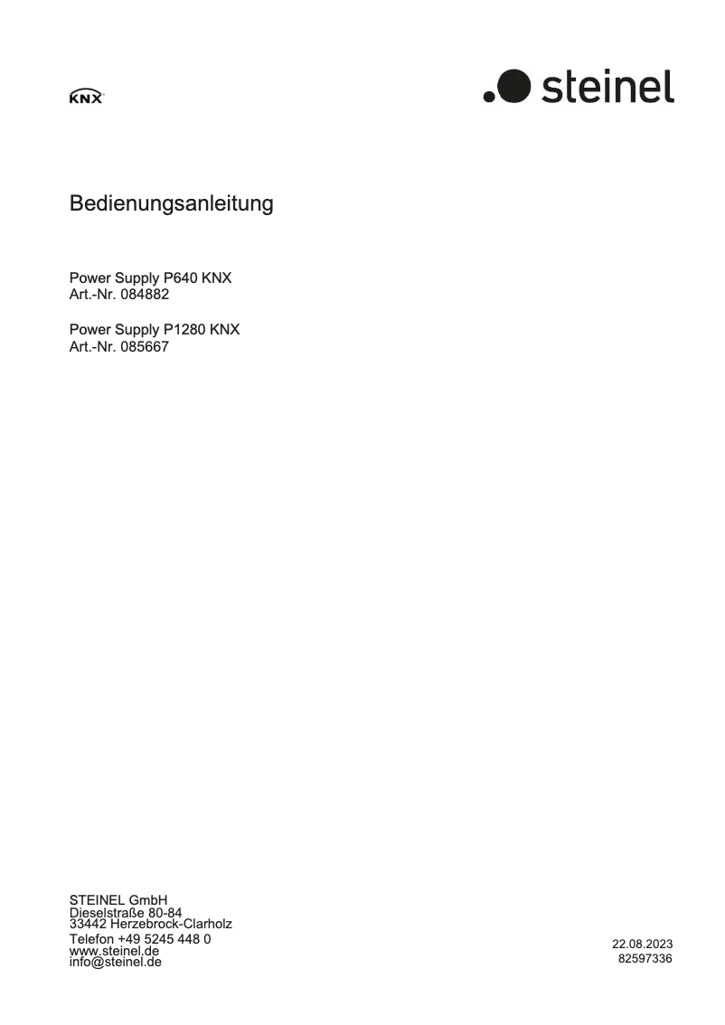 Page 1 de la notice Manuel utilisateur Steinel P640 KNX