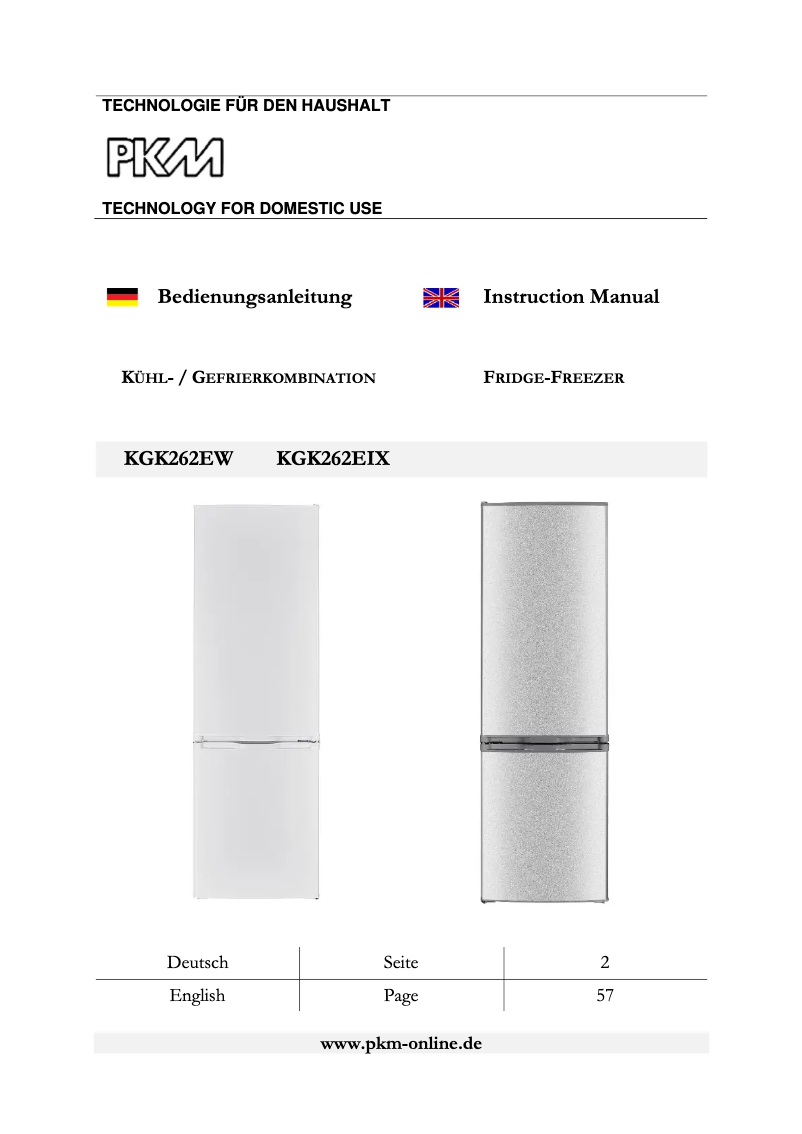 Page 1 de la notice Manuel utilisateur PKM KGK262EW