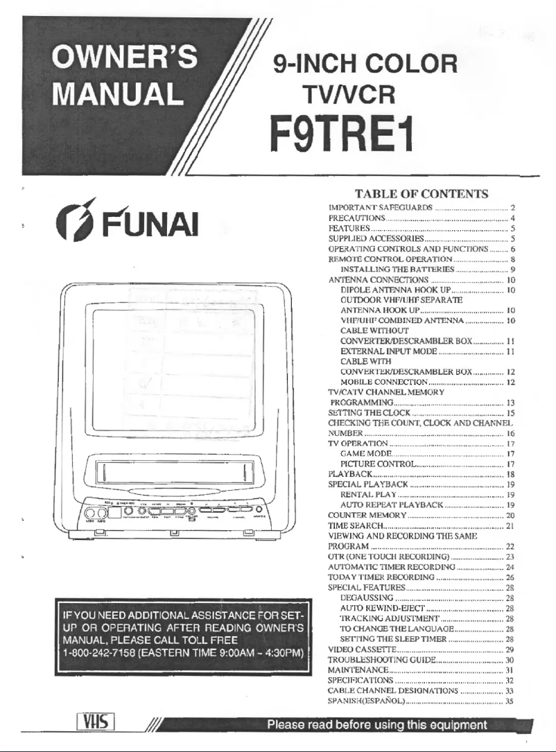 Page 1 de la notice Manuel utilisateur Funai F9TRE1