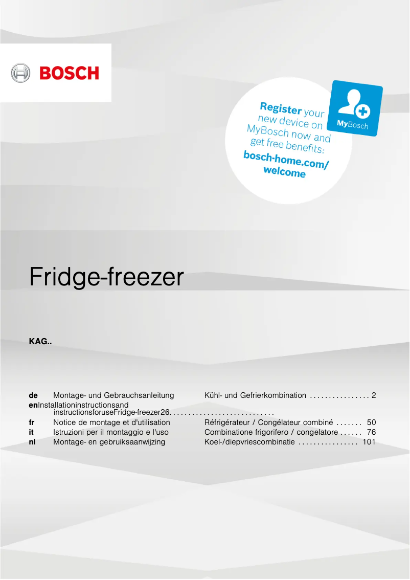 Página 1 del manual Manual de usuario Bosch KAG93AIEP