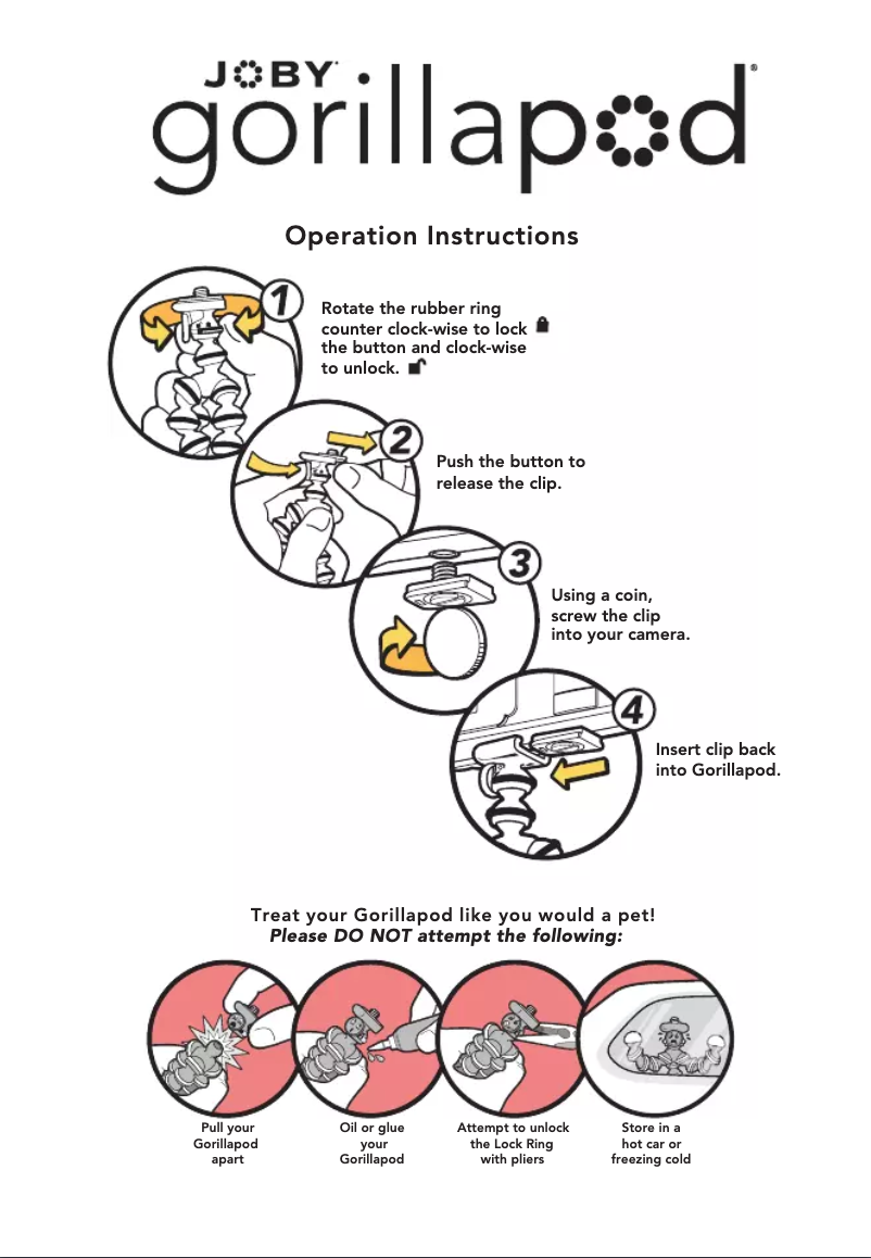 Page 1 de la notice Manuel utilisateur Joby GorillaPod Original