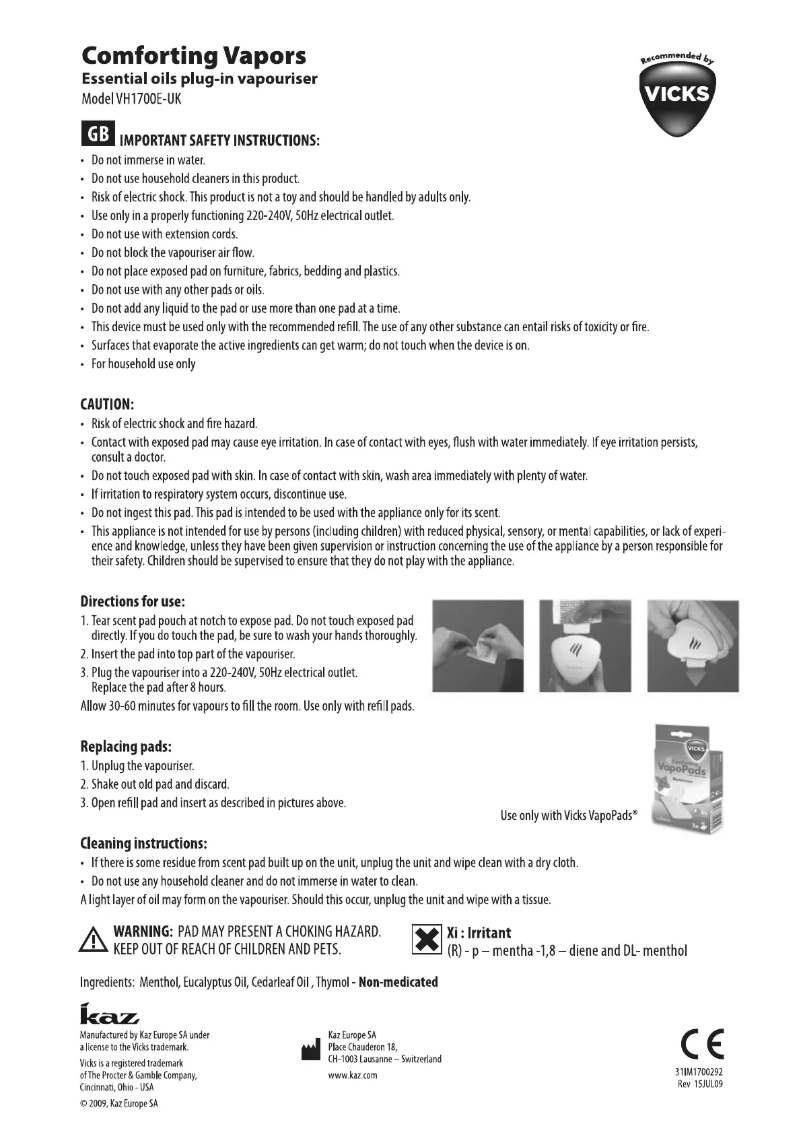 Página 1 del manual Manual de usuario Braun VH 1700E