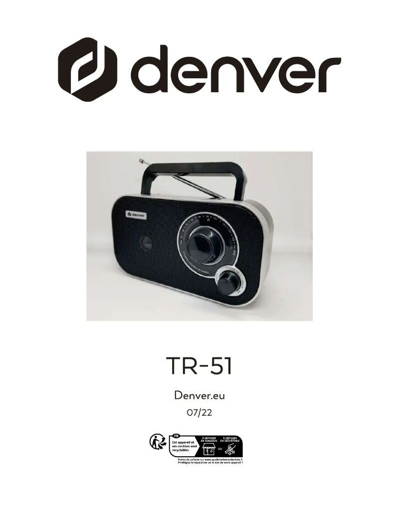 Page 1 de la notice Manuel utilisateur Denver TR-51