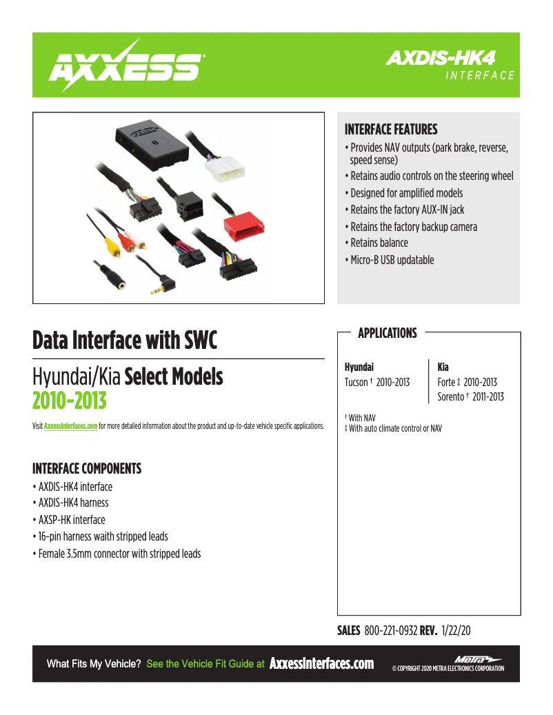 Page 1 de la notice Fiche technique AXESS AXDIS-HK4