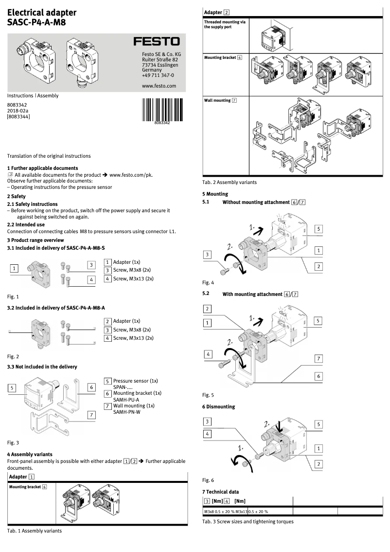 Image de la première page du manuel de l'appareil SASC-P4-A-M8-S
