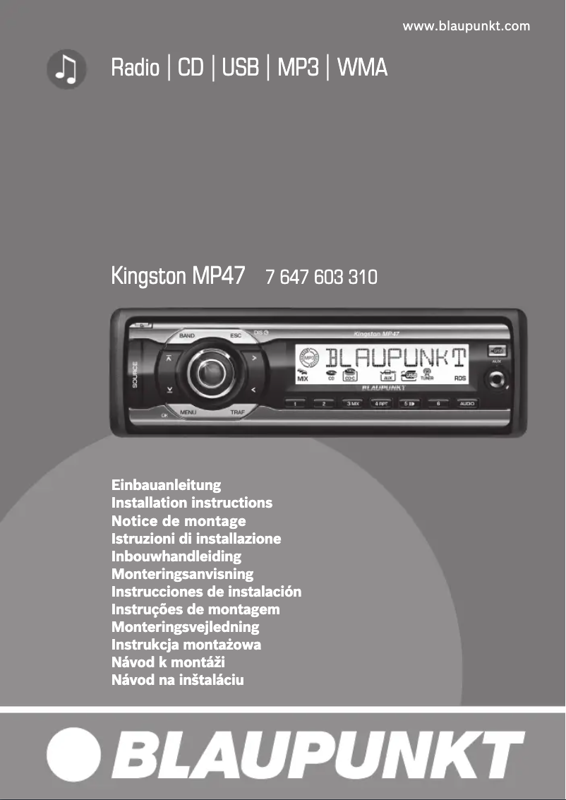 Page n°1 - Manuel utilisateur Blaupunkt Kingston MP47