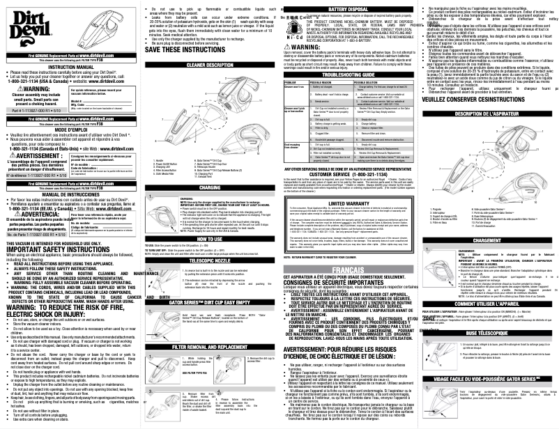 Image de la première page du manuel de l'appareil Gator BD10085