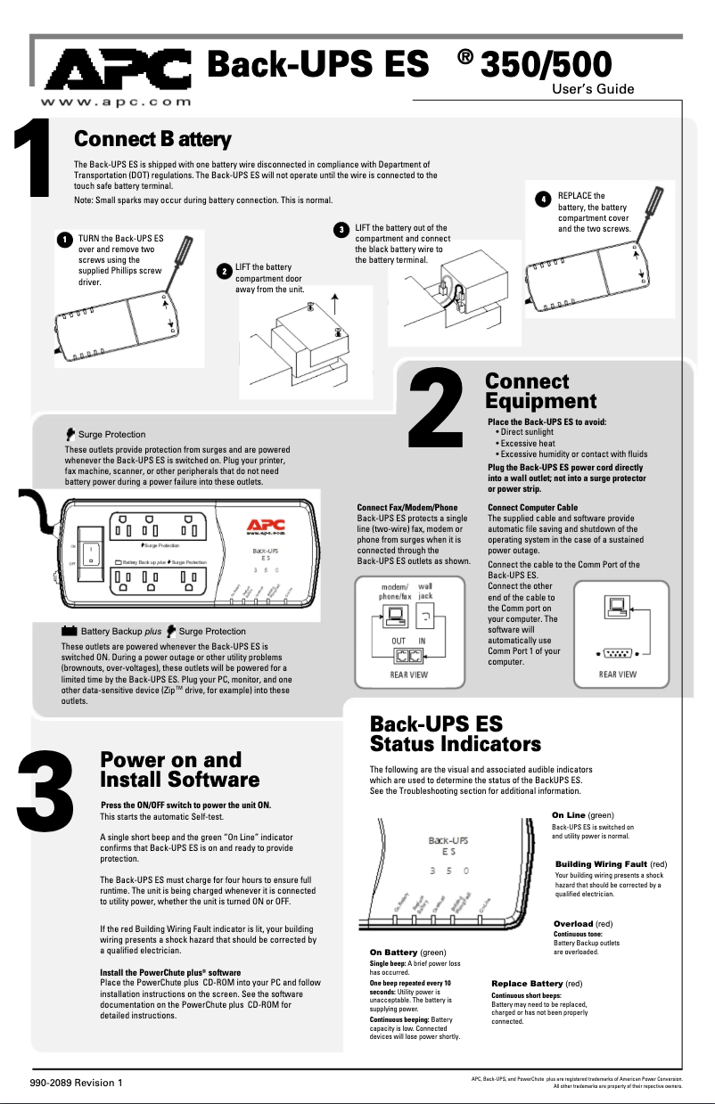 Página 1 del manual Manual de usuario APC Back-UPS ES 350