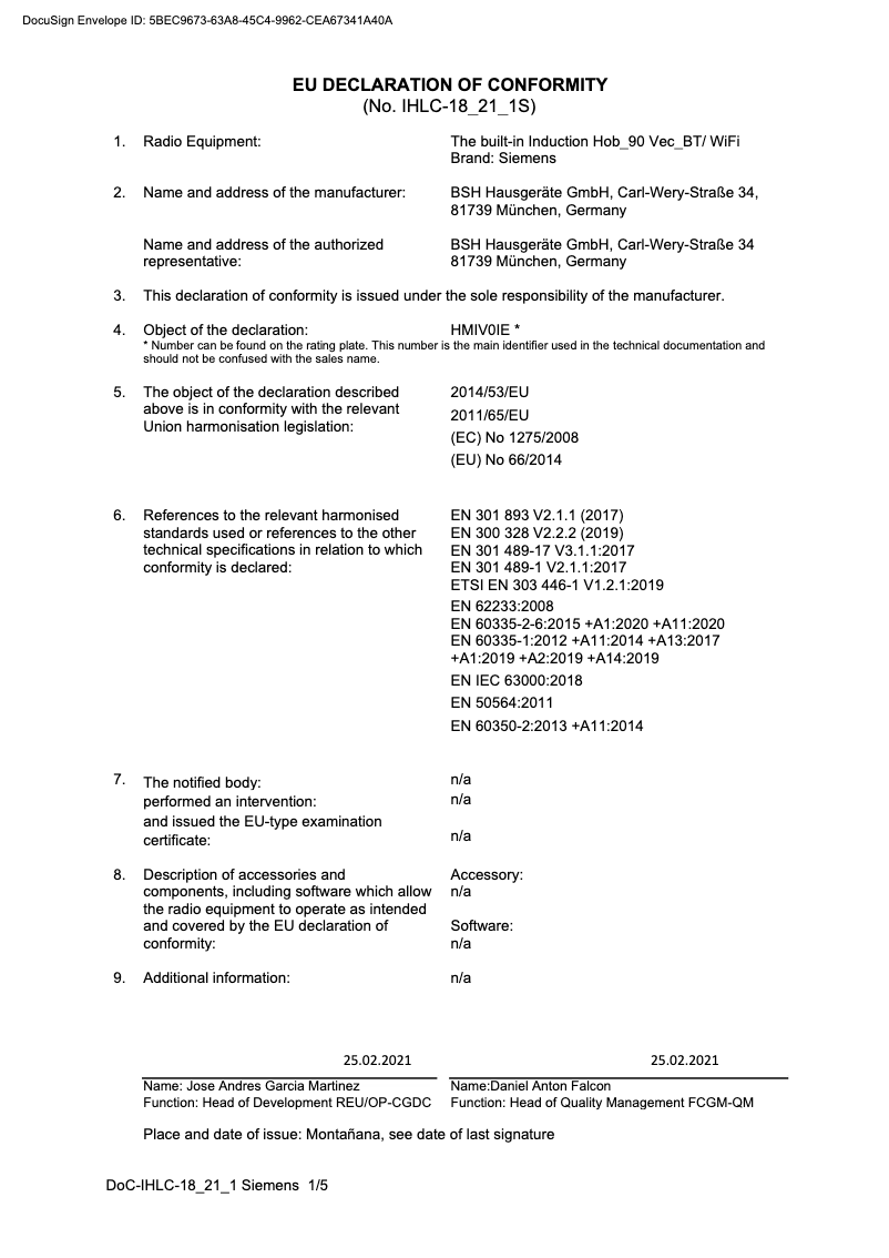 Page 1 de la notice Manuel utilisateur Siemens EX975KXX1E