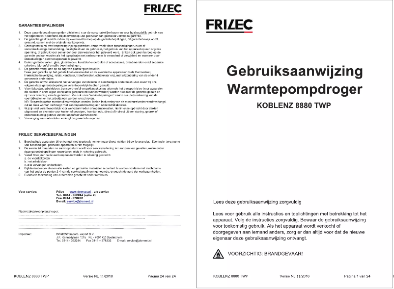 Page n°1 - Mode d'emploi Frilec KOBLENZ8880TWP