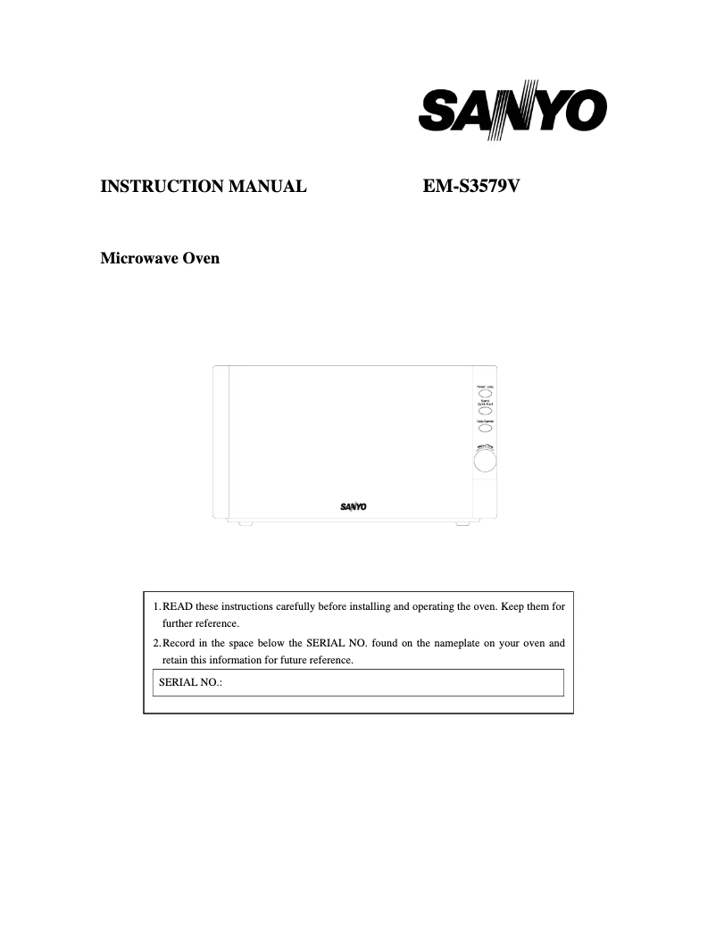 Page n°1 - Manuel utilisateur Sanyo EM-S3579V