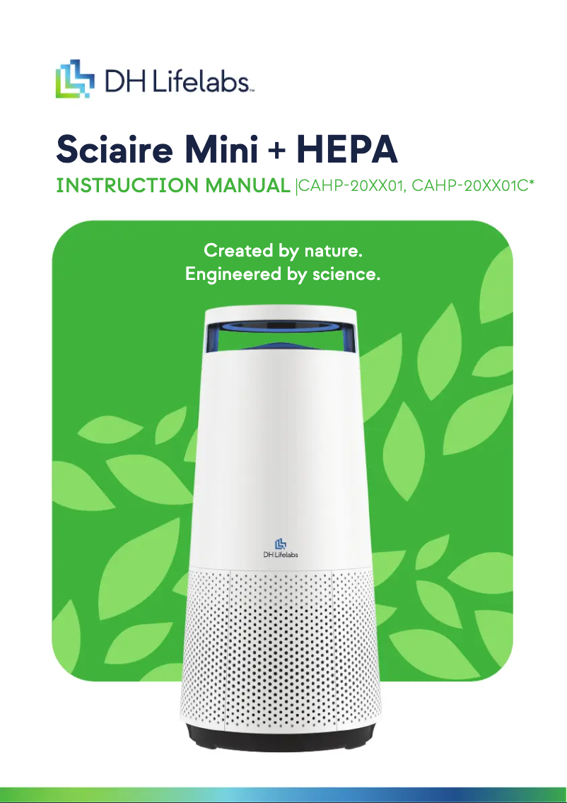 Page 1 de la notice Manuel utilisateur DH Lifelabs Sciaire Mini CAHP-20WC01C