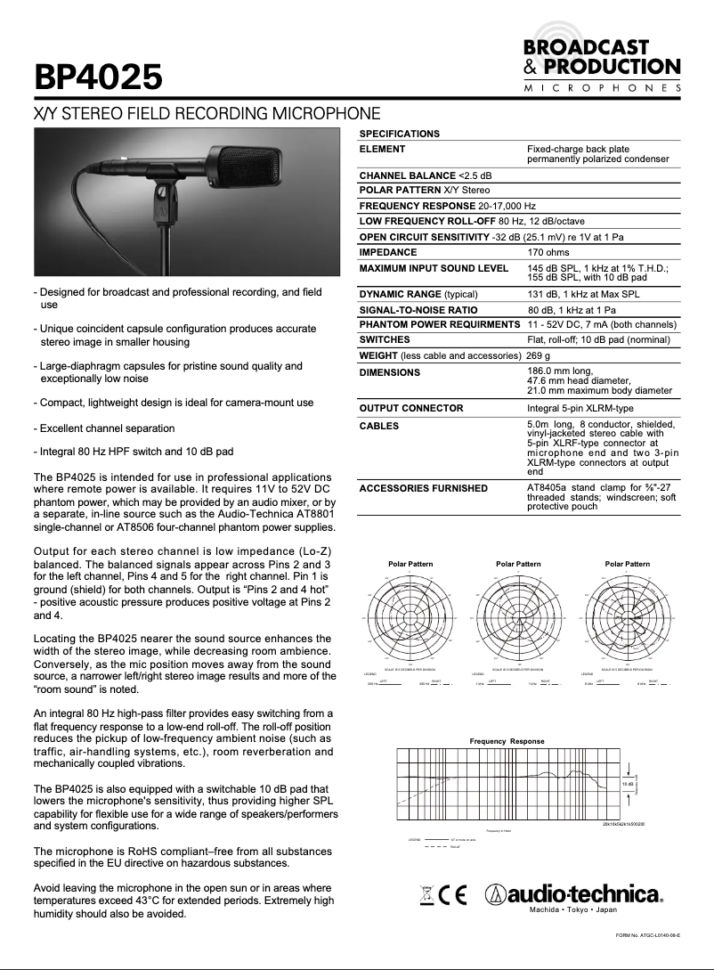 Page n°1 - Manuel utilisateur Audio-Technica BP4025