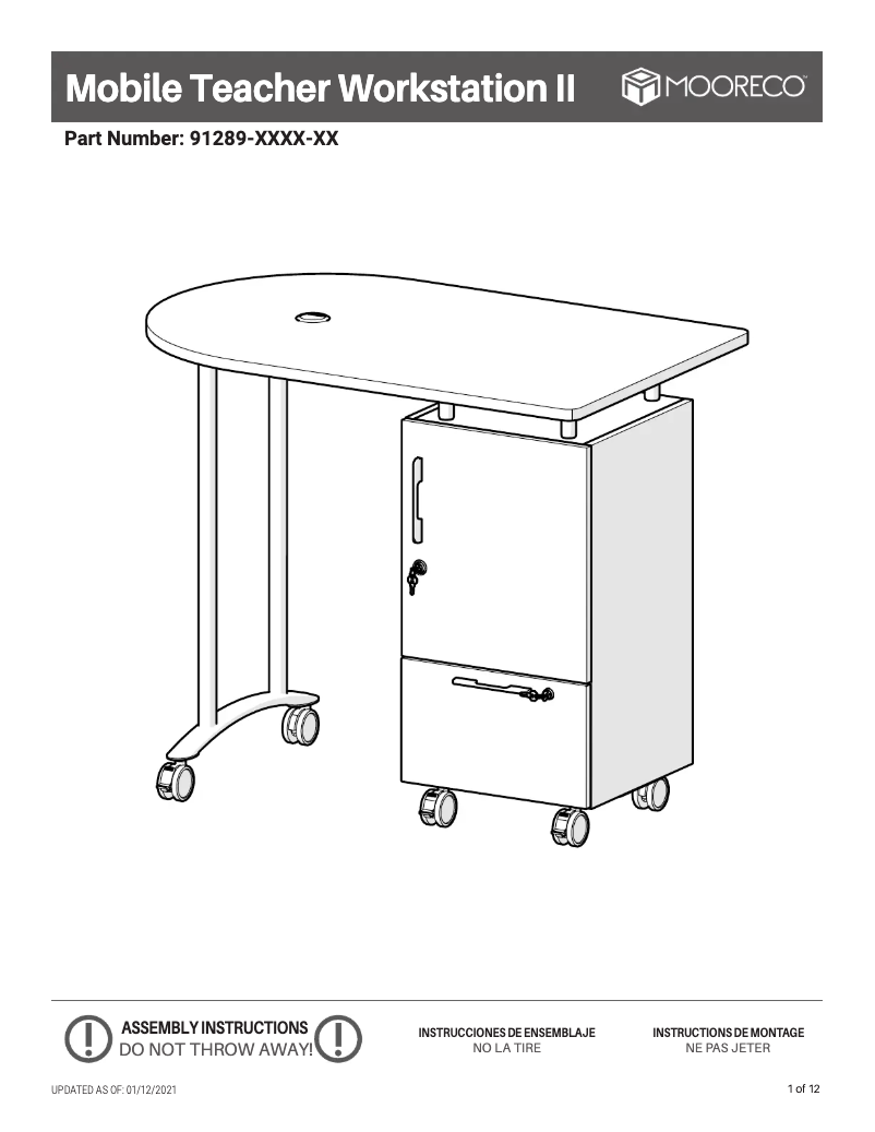 Page n°1 - Manuel utilisateur MooreCo Mobile Teacher Workstation II