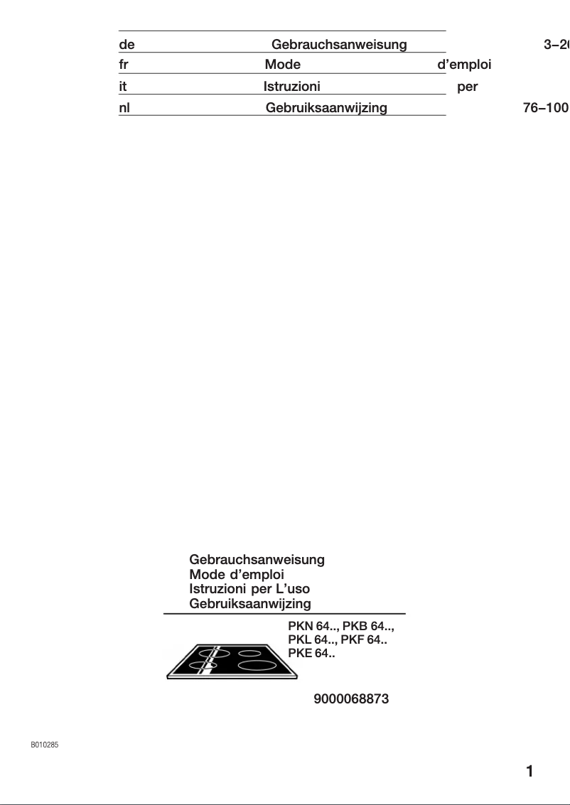 Page n°1 - Manuel utilisateur Bosch PKE646E01E