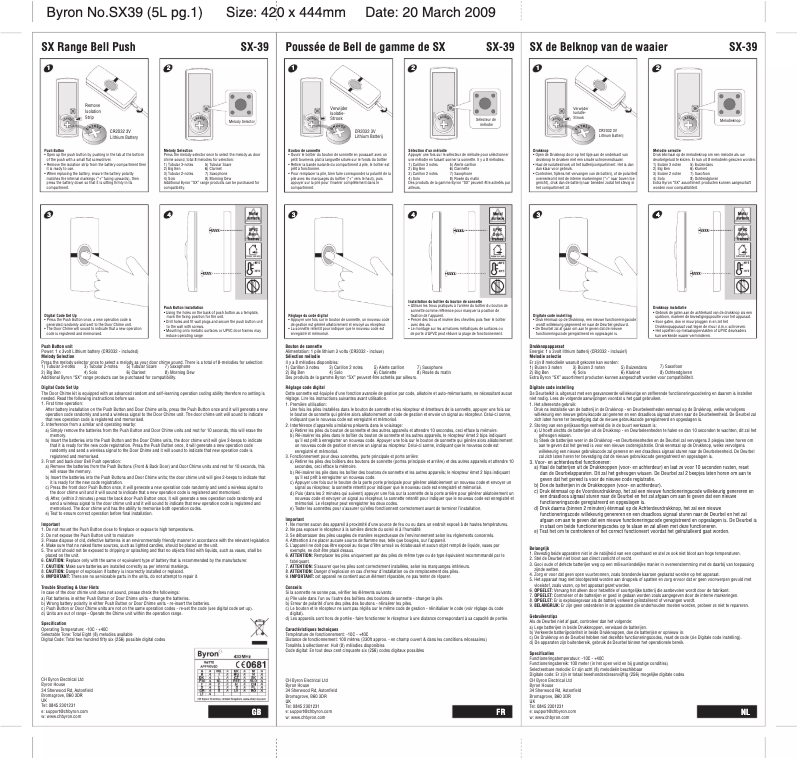 Imagen de la primera página del manual del dispositivo SX39